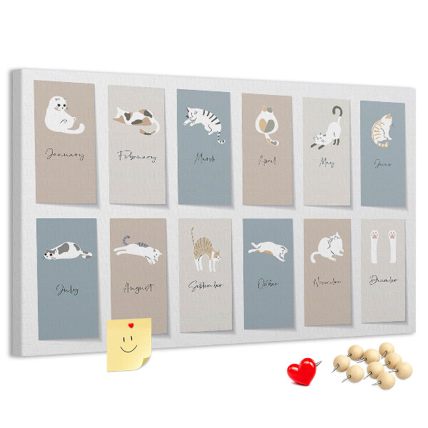 Cork board Cat calendar