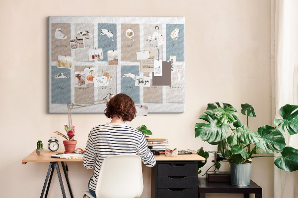Cork board Cat calendar