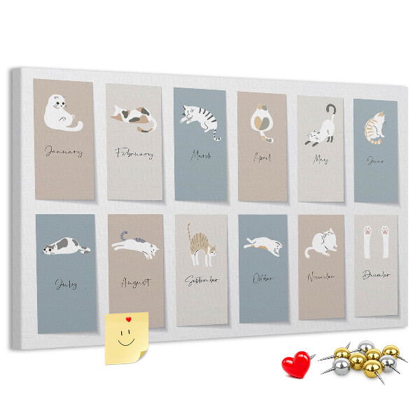 Cork board Cat calendar