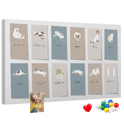 Cork board Cat calendar