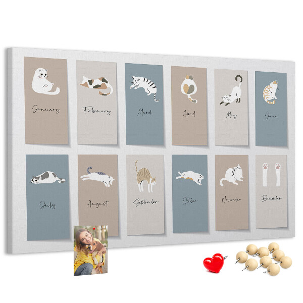 Cork board Cat calendar