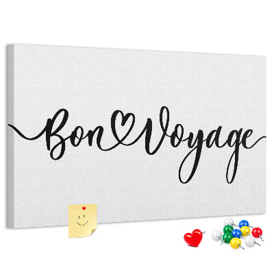 Cork memo board Bon voyage lettering