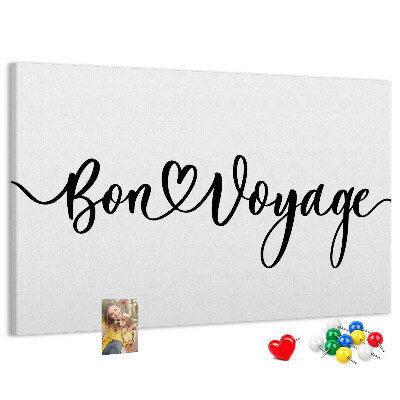 Cork memo board Bon voyage lettering