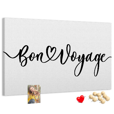 Cork memo board Bon voyage lettering