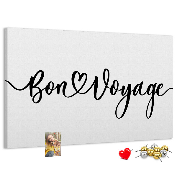 Cork memo board Bon voyage lettering