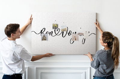 Cork memo board Bon voyage lettering