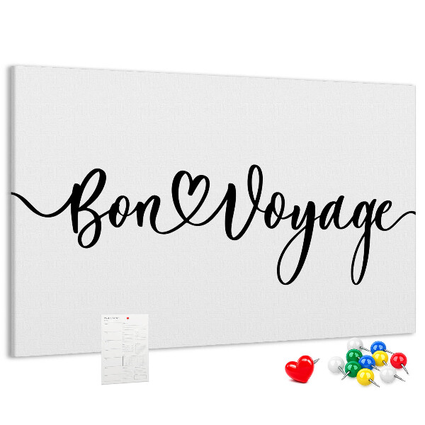 Cork memo board Bon voyage lettering