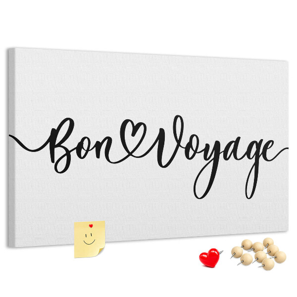 Cork memo board Bon voyage lettering