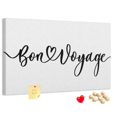 Cork memo board Bon voyage lettering