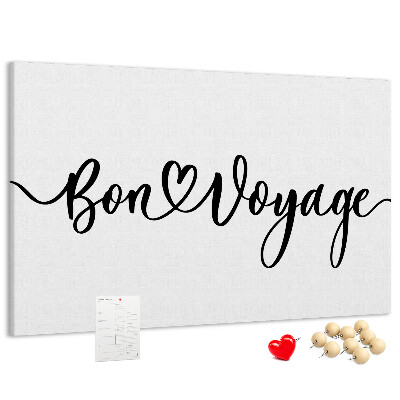 Cork memo board Bon voyage lettering