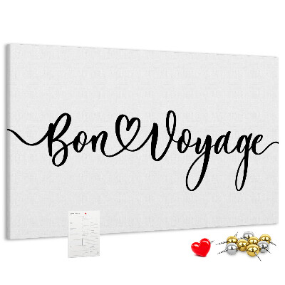 Cork memo board Bon voyage lettering
