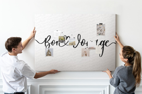 Cork memo board Bon voyage lettering