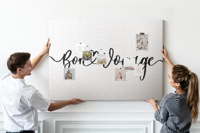 Cork memo board Bon voyage lettering
