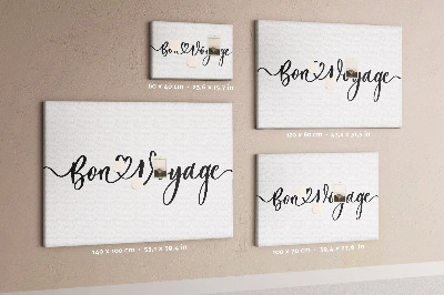 Cork memo board Bon voyage lettering