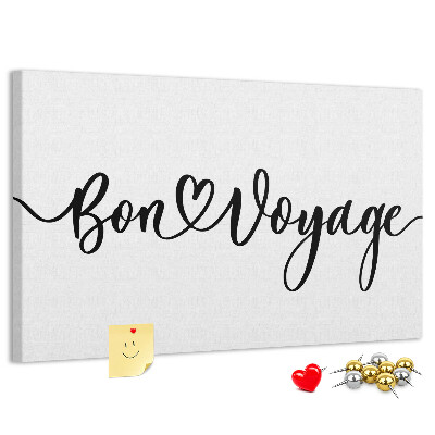 Cork memo board Bon voyage lettering
