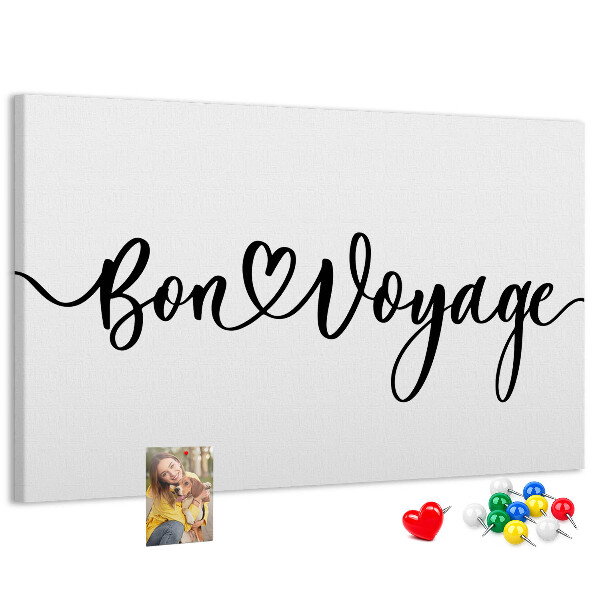Cork memo board Bon voyage lettering