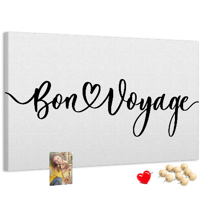 Cork memo board Bon voyage lettering