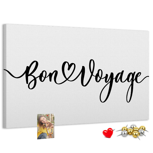 Cork memo board Bon voyage lettering