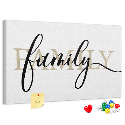 Cork board Family lettering