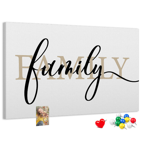 Cork board Family lettering