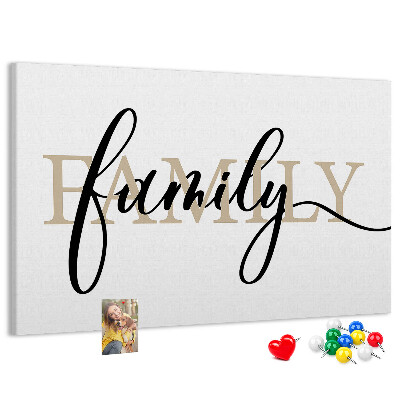 Cork board Family lettering