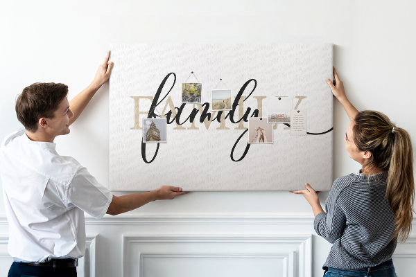 Cork board Family lettering