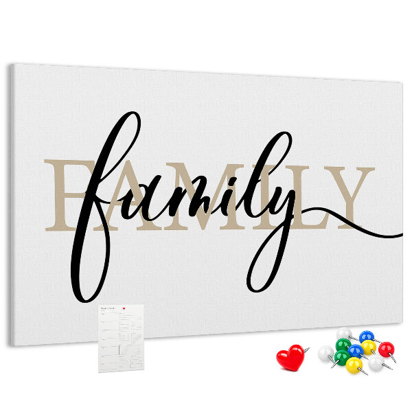 Cork board Family lettering