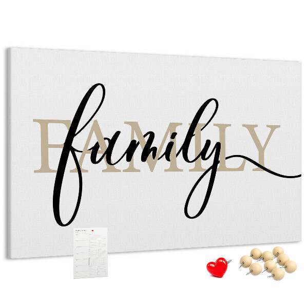 Cork board Family lettering