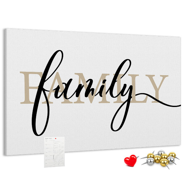 Cork board Family lettering