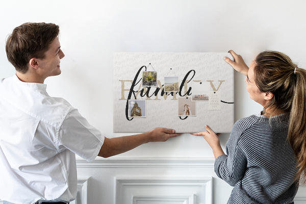 Cork board Family lettering