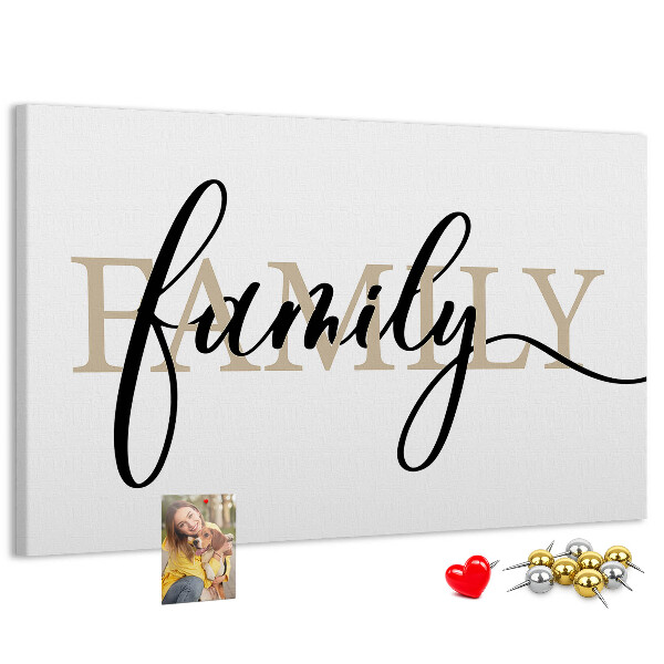 Cork board Family lettering