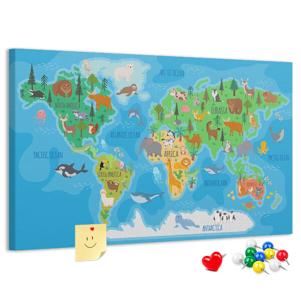Cork memo board Cartoon map