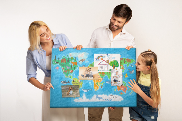 Cork memo board Cartoon map
