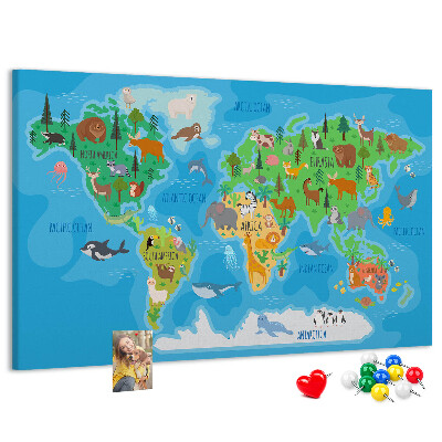 Cork memo board Cartoon map