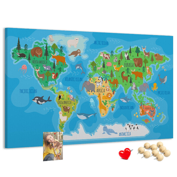 Cork memo board Cartoon map