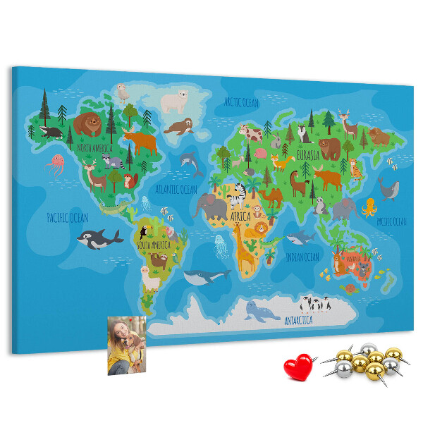 Cork memo board Cartoon map