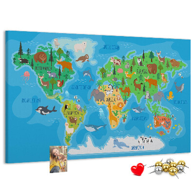Cork memo board Cartoon map