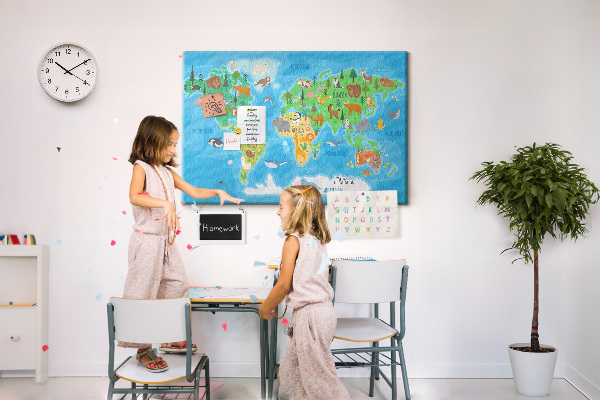 Cork memo board Cartoon map