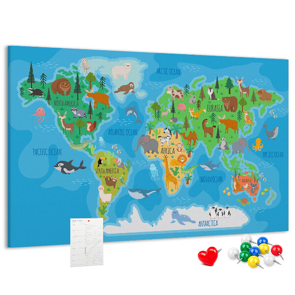 Cork memo board Cartoon map