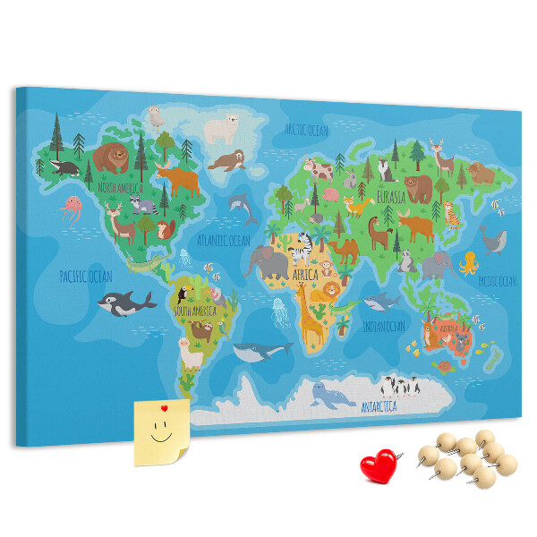Cork memo board Cartoon map