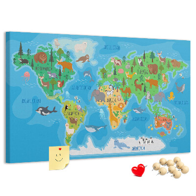 Cork memo board Cartoon map