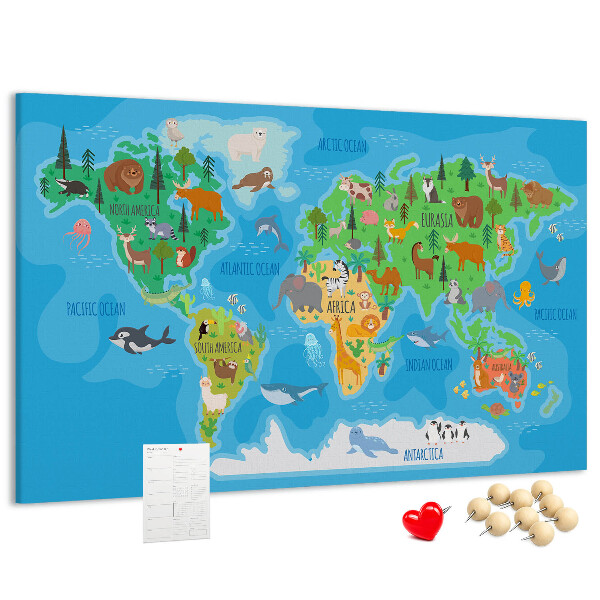 Cork memo board Cartoon map