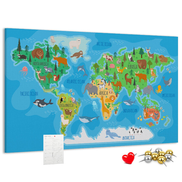 Cork memo board Cartoon map