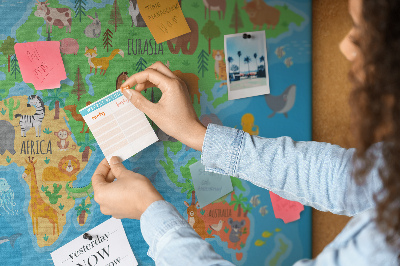 Cork memo board Cartoon map