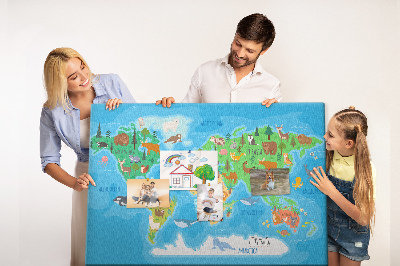 Cork memo board Cartoon map