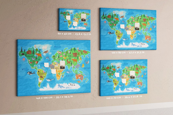 Cork memo board Cartoon map