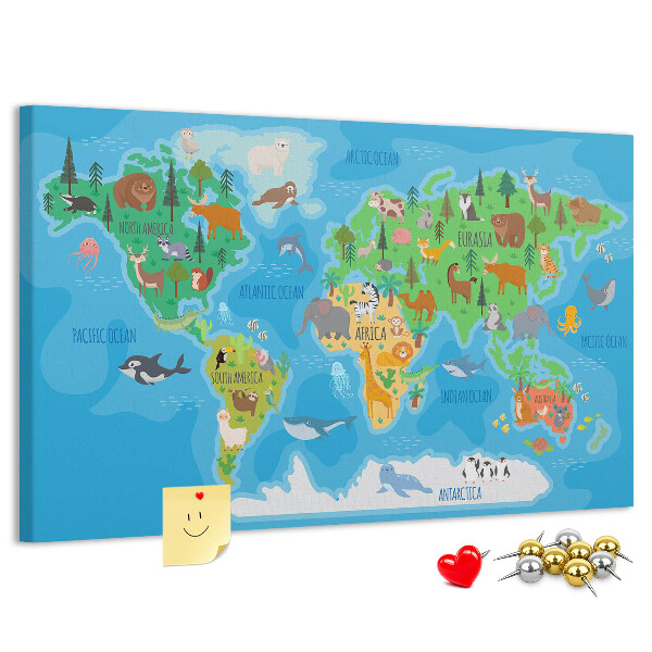 Cork memo board Cartoon map