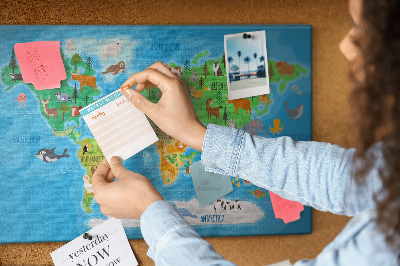 Cork memo board Cartoon map