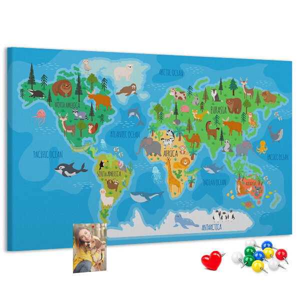 Cork memo board Cartoon map