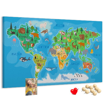 Cork memo board Cartoon map